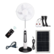 16" Rechargeable Solar Stand Fan – With Battery, 2 LED Bulbs, USB Port & Solar Panel