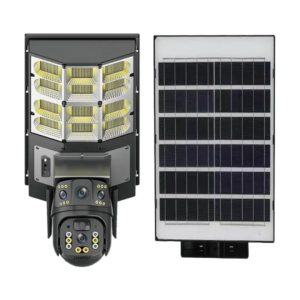 PTZ 4G Dual Lens Solar Camera with 300W LED Street Light – 6MP HD, Motion Tracking, Night Vision, IP65