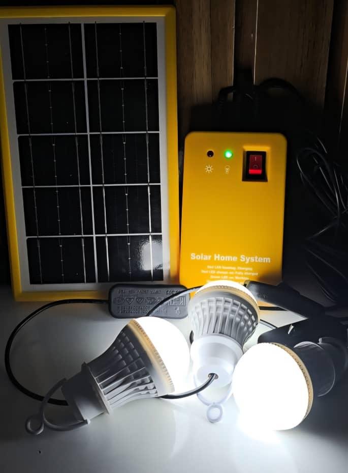 Mini Solar Home Light System Kit – 3 LED Bulbs, 3W 6V Solar Panel, USB ...