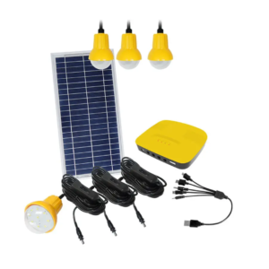 4-Bulb Solar Home Lighting Kit – 8W Panel, Portable & Rechargeable System